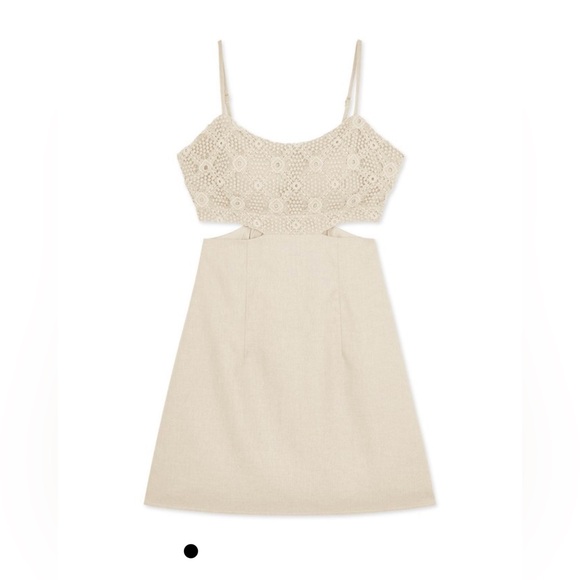 NEW! AIR SPACE Hollow Stitching Thin Shoulder Mini Dress (Vanilla) - Picture 5 of 8